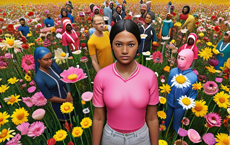 **Authentic Virtual Connection:** A vibrant scene depicting diverse individuals connecting genuinely in a digital space. Emphasize unique personalities, storytelling, and honest interactions. Think of it as a field of real flowers (people) standing out amongst plastic ones.